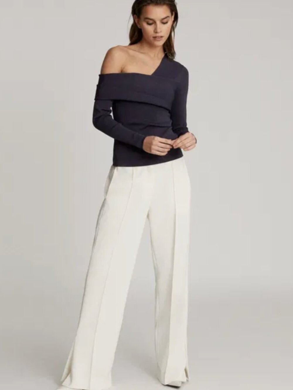NWT Reiss Eliah Navy Asymmetrical Top Small